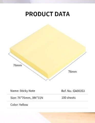 Post-It 3" X 3" Yellow, 100 Sticky Notes, Pack of 12