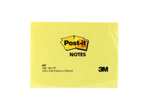 3M Post it 3"x4" 100 Sticky Notes Yellow, Pack of 6