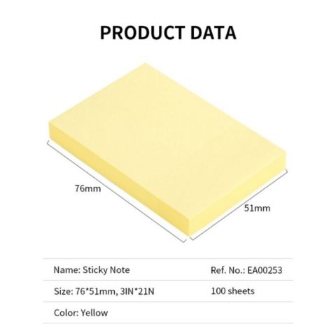 Post-It 2" X 3" Yellow, 100 Sticky Notes, Pack of 12