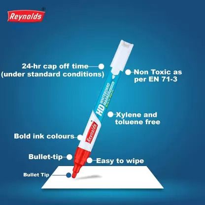 Reynolds HD White Board Marker Red, Pack Of 10
