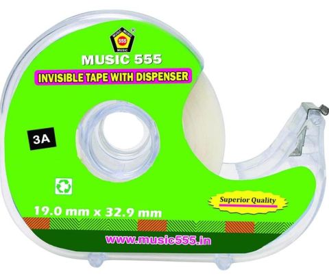 3A Music 555 Invisible Tape With Dispenser 19Mm X 33Mm, 1 Unit