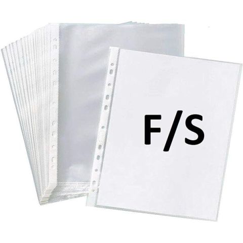 Transparent Polypropylene Sheet Protector FS, 100 Micron, Pack of 50, 1 Set