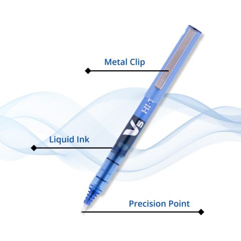 LUXOR BALL PEN PILOT HITECH POINT BLUE 0.5MM V5, 1 Unit