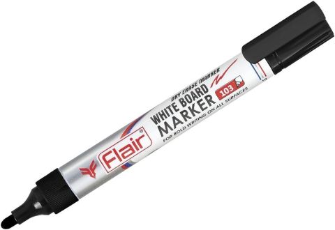 Flair Dry Eraser Whiteboard Marker Black, Pack Of 10