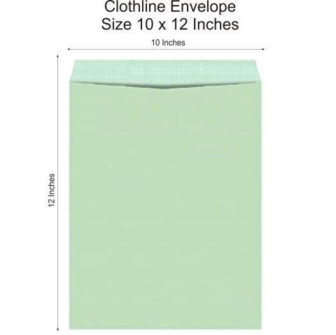 Green Cloth Lined Envelope 12"X10" A4 - A Grade - Pack of 100, 1 Set