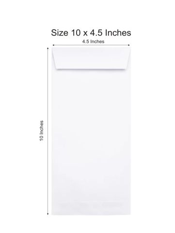 White Envelope 10.5"X4.5 Small- 100 GSM, Pack of 100, 1 Set